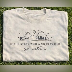 Gildan Cream Short Sleeve Tee with Black Graphic